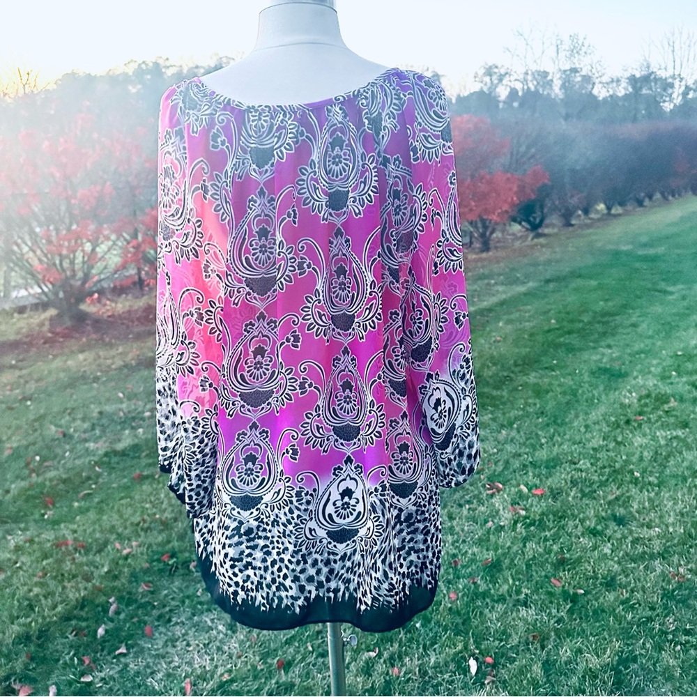 JM Collection Stylish Purple Floral Tunic XL - Picture 12 of 15